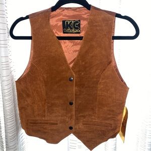 Brand New Leather Vest Cognac Brown